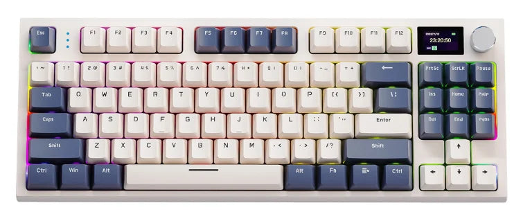 ATTACK SHARK K86 Mechanical Keyboard with Metal Knob,TFT Smart Color Screen,87-key Layout,RGB Lighting,and Three-mode Connection
