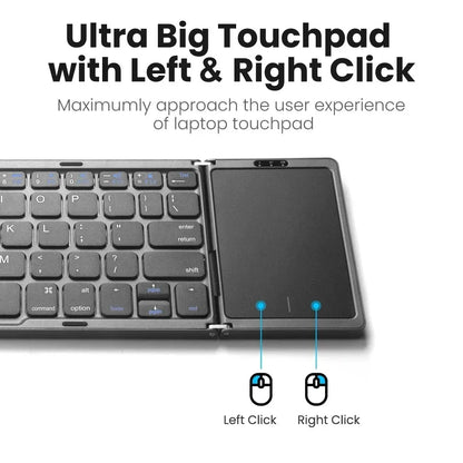 Mini Folding Wireless Bluetooth Keyboard Russian Spanish Arabic Hebrew Portugues with Touchpad for Windows, Android, IOS