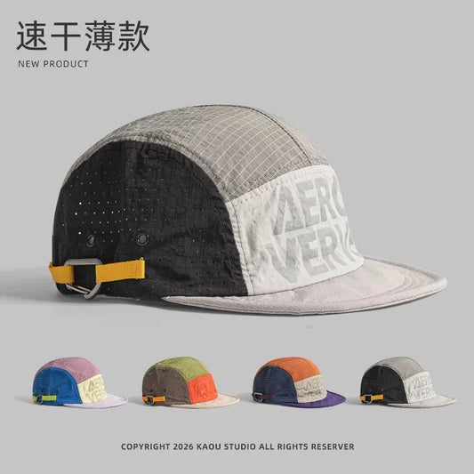 Japanese Retro Color Matching 5-panel Baseball Caps for Men Summer Outdoor Camping Leisure Sun Protection Niche Women's Hats