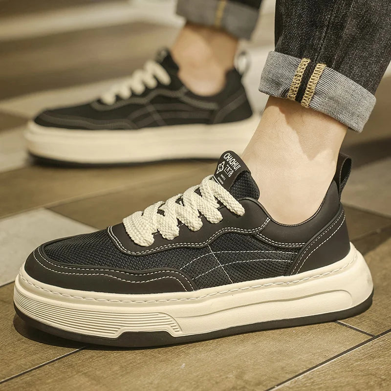Men's Ultralight Breathable Mesh Sneakers 2025 Fashion Thick Sole Casual Shoes Comfortable Lace-up Trainers for Daily Walking