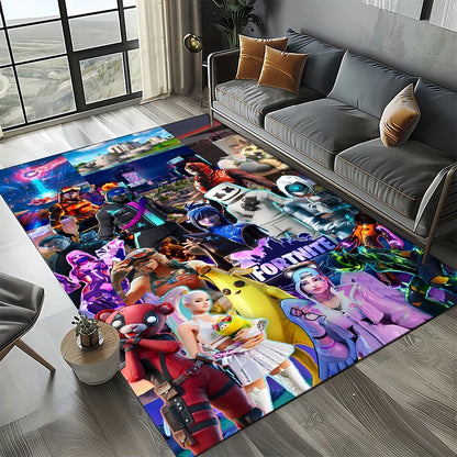 Tapis de jeu 3D F-Fortnite à motif cartoon pour le salon, la chambre, la maison ou la décoration du canapé ; tapis de jeu pour enfants, tapis de sol antidérapant