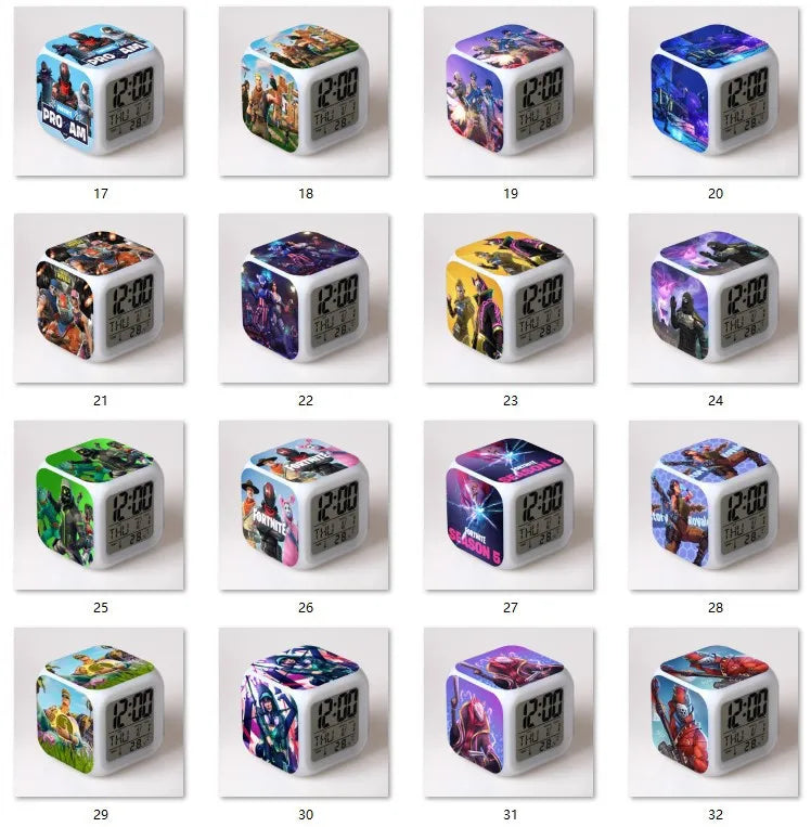 Fortnite-Wecker, niedlich, modisch, im Cartoon-Stil, personalisiert, kreativ, Kawaii, minimalistischer LED-Wecker, Geschenk zum Geburtstag von Freunden