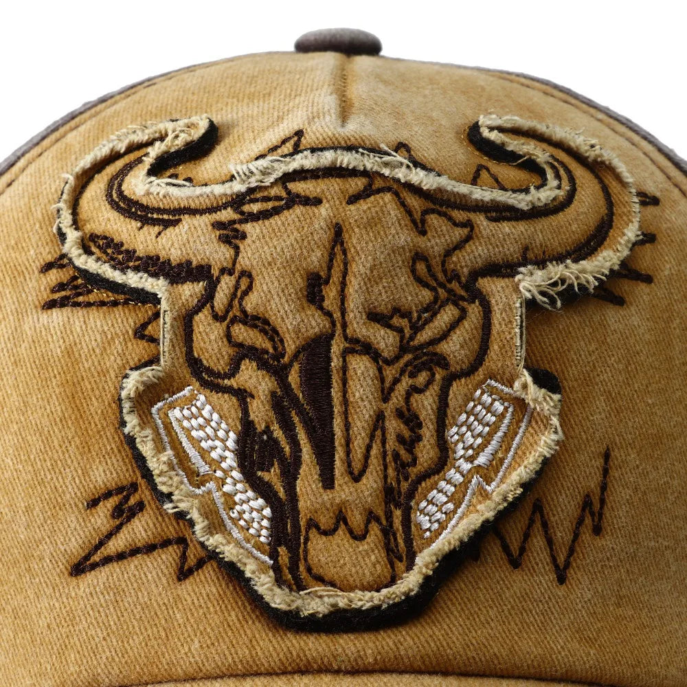 2026 New Hip Hop Vintage Washed Denim Baseball Cap Casquette Homme Bull Head Embroidery Y2k Snapback Dad Hats for Women Men