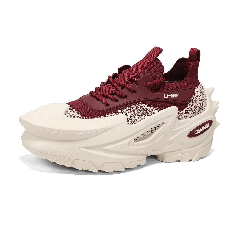 Męskie buty sportowe z elastyczną, grubą podeszwą, antypoślizgowe buty do ćwiczeń na świeżym powietrzu, uniwersalne buty do codziennego noszenia, modne buty uliczne, buty do spacerów