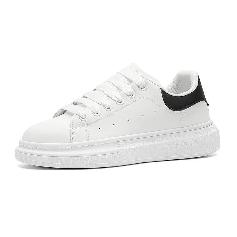 White Minimalist Sneakers for Men Comfy Leather Casual Sneakers Platform Skateboard Shoes Outdoor Low-Cut Men's Sports Shoes