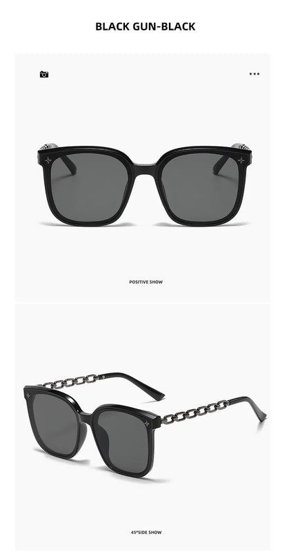 Square Sunglasses for Woman 2023 Vintage Big Frame Black Mirror Sun Glasses Shading Polarizer Sexy Female Travel Eyewear Uv400
