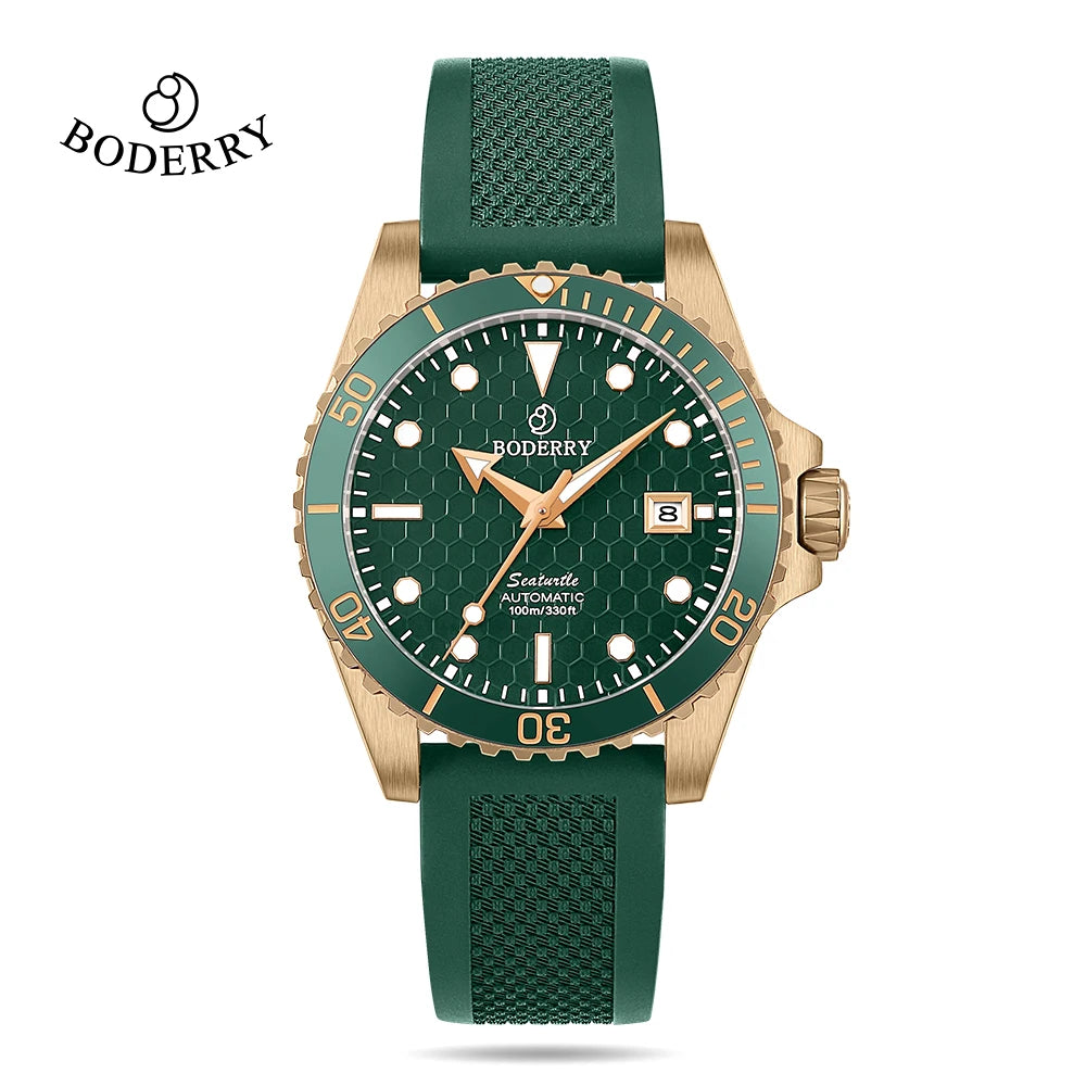 Boderry Seaturtle Titanium Diver Watch Men Luxury Bronze Watches Automatic Mechanical Wristwatch Sport 200M Waterproof Luminous