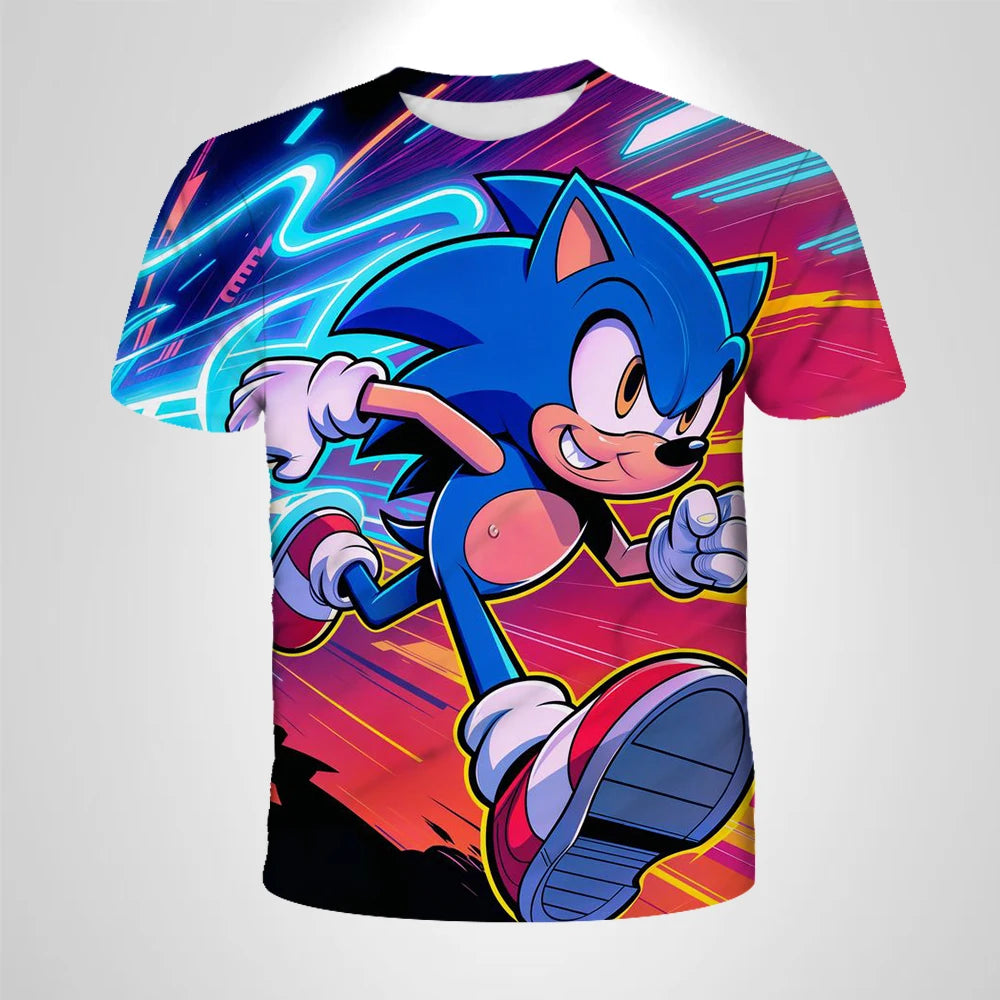 206 Sonic The Hedgehog – anime – oddychająca koszulka dla chłopców, odzież dziecięca, odzież codzienna, oddychający, cienki krój, koszulka unisex