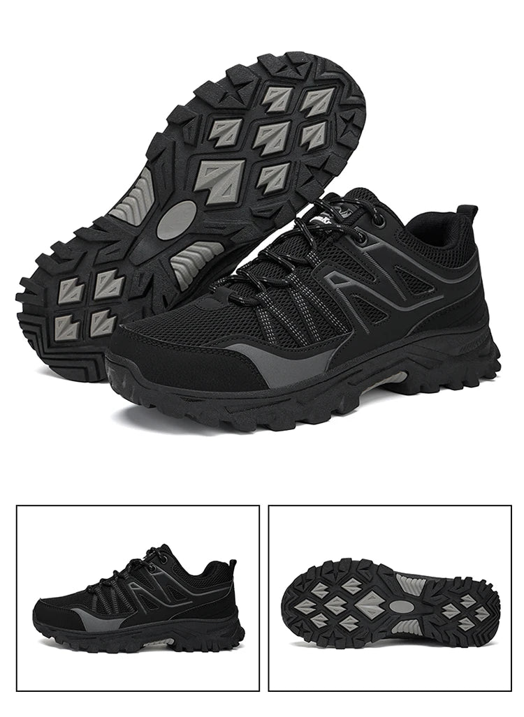 New Large Outdoor Mountaineering Shoes Men Spring and Autumn Mesh Breathable Sneakers Outdoor Travel Hiking Non-Slip Shoes