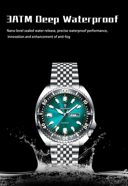 POEDAGAR Luxury Business Men Watch Date Week Waterproof Luminous Man Wristwatch Sport Stainless Steel Quartz Men's Watches Reloj