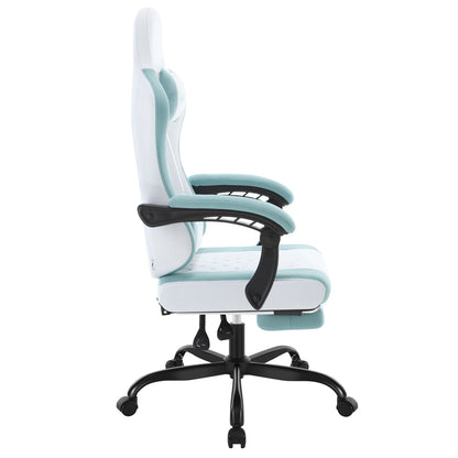 Fotel komputerowy obrotowy WOLTU z funkcją masażu, ergonomiczny fotel biurowy z poduszką i podnóżkiem, gamingowy fotel z regulacją wysokości