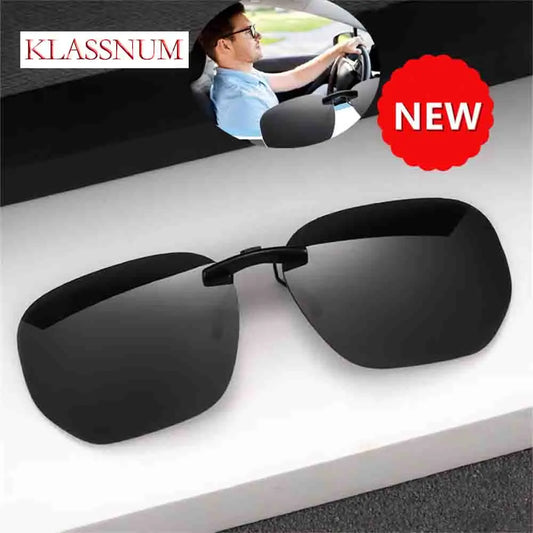 KLASSNUM Driving Clip On Sunglasses for Men Myopia Eyeglasses Polarized Women Square Night Vision Fishing UV400 Sun Glasses 2023