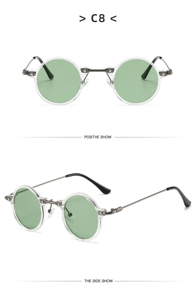 Occhiali da sole rotondi per uomo e donna, occhiali da sole retrò in stile steampunk, occhiali da sole da uomo e da donna, occhiali da sole di marca, montatura in metallo, occhiali da sole