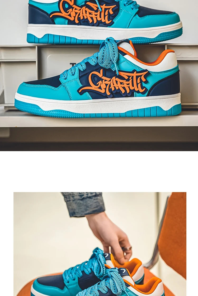 Modne niebieskie designerskie buty do skateboardingu dla mężczyzn, odzież uliczna, hip-hopowe trampki dla mężczyzn, luksusowe trampki na platformie do skateboardingu dla mężczyzn, buty do koszykówki dla mężczyzn