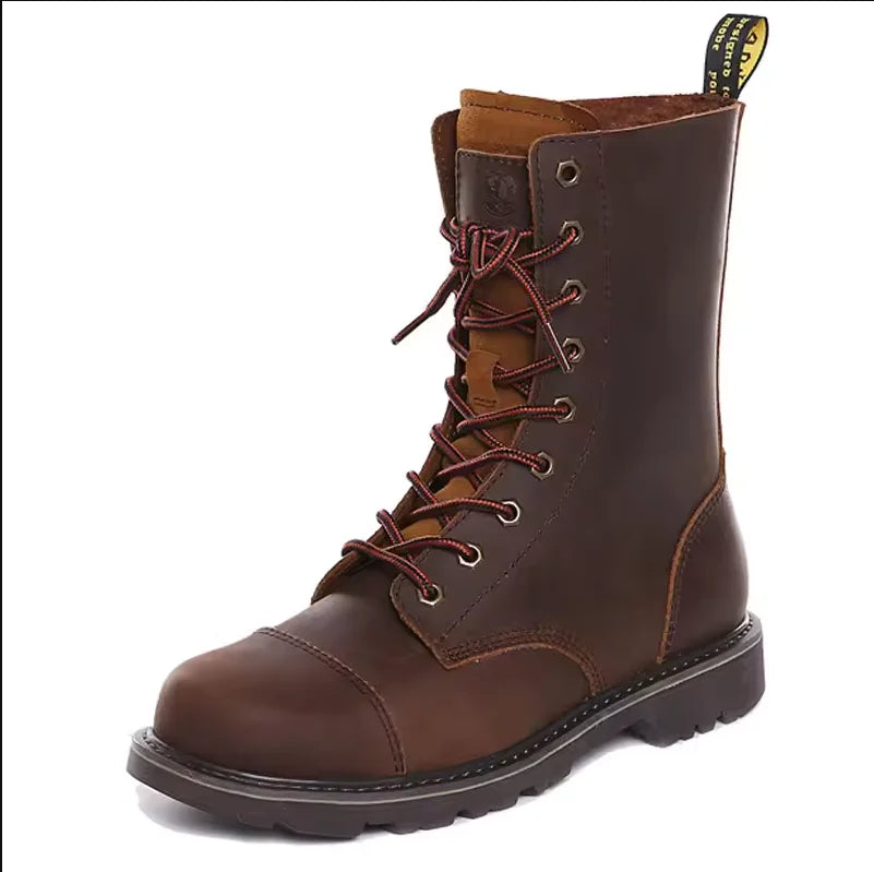 KOWM Cowhide Outdoor Men Hiking Shoes Waterproof Tactical Desert shoes Hunting Boots Snow Boots Fur Sneaker Women Trekking Shoes