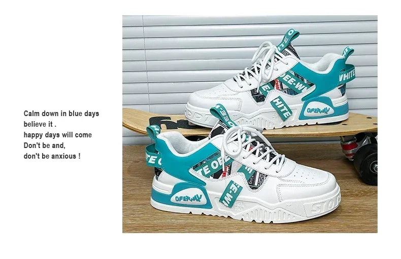Scarpe da skateboard da uomo, sneakers estive, in pelle, casual, alla moda, per attività all'aperto, corsa, sport, escursionismo, tennis, con zeppa, di marca, di lusso