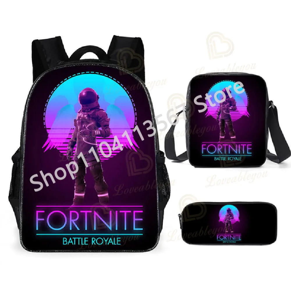 „Fortnite Kids“ 3 vnt. kuprinių rinkinys: moteriškos kuprinės, biuro reikmenys paauglėms mergaitėms ir berniukams, nešiojamojo kompiuterio kuprinė, kasdieninė kelioninė kuprinė