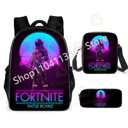 „Fortnite Kids“ 3 vnt. kuprinių rinkinys: moteriškos kuprinės, biuro reikmenys paauglėms mergaitėms ir berniukams, nešiojamojo kompiuterio kuprinė, kasdieninė kelioninė kuprinė