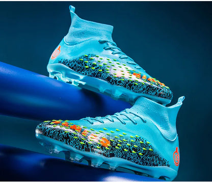 1 paire de chaussures de football pour hommes, résistantes à l'usure, antidérapantes, avec crampons longs et courts, idéales pour les matchs sur gazon extérieur, pour étudiants et adultes