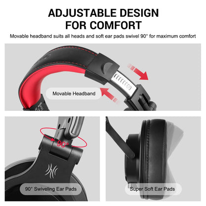Auscultadores DJ de Estúdio Over-Ear com Fio OneOdio com Microfone – Headset de Mistura e Monitorização com Driver de 40mm para Gaming e Gravação