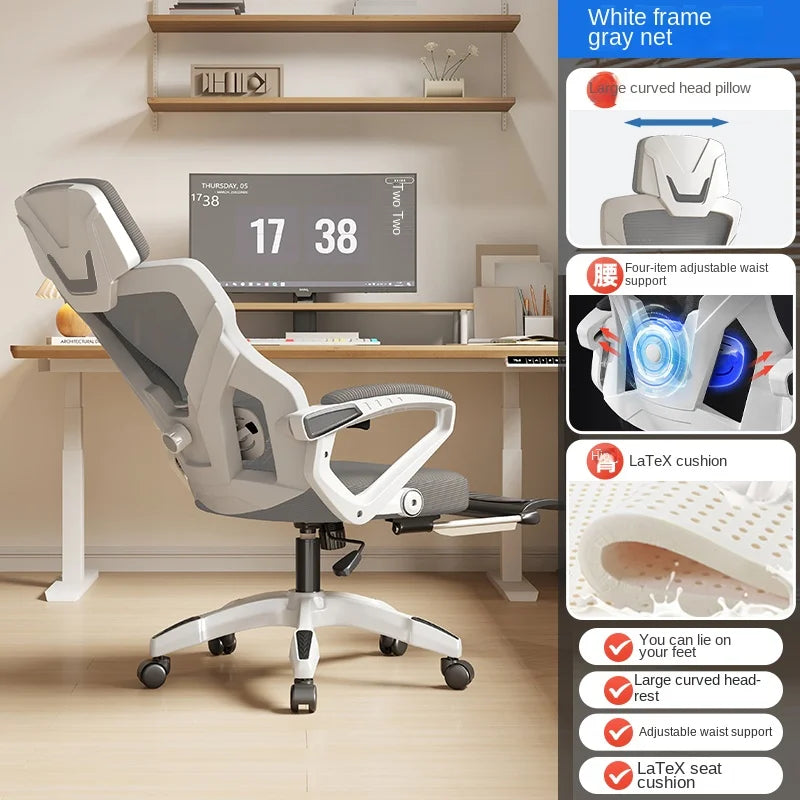 Ergonomischer Relaxsessel, bequemer Bürostuhl, Computerstuhl für zu Hause, Studentenwohnheim, Gaming-Stuhl mit Fußstütze