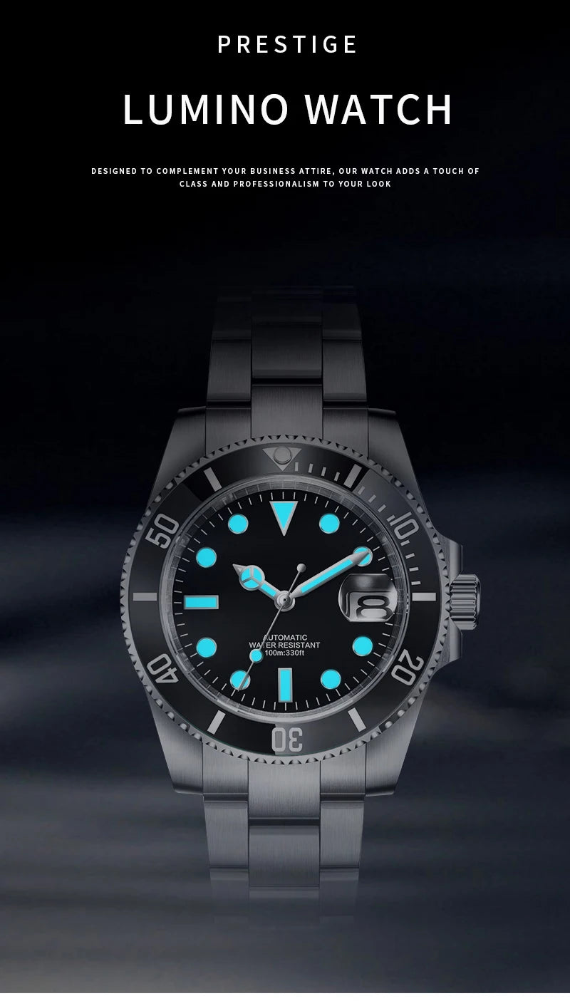 Customized Logo Reloj Men's Mechanical Automatic Wristwatch NH35 Movement 40mm Dial 100M Waterproof Sapphire Glass DIY Corgeut