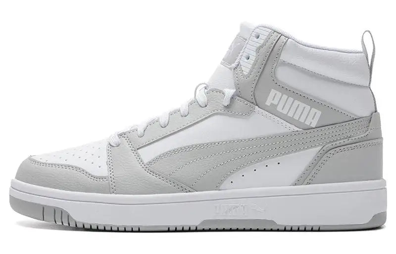 Baskets Puma Rebound Mid, couleur gris cendré et blanc, modèle 392326-05.