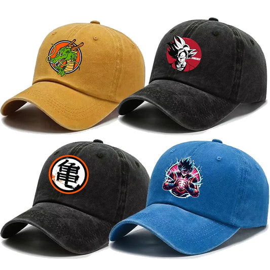 Anime Dragons Ball Men Washed Baseball Cap Son Goku Adults Retro Peaked Cap Outdoor Sport Hip-hop Dad Hat Unisex Mesh Sunhat