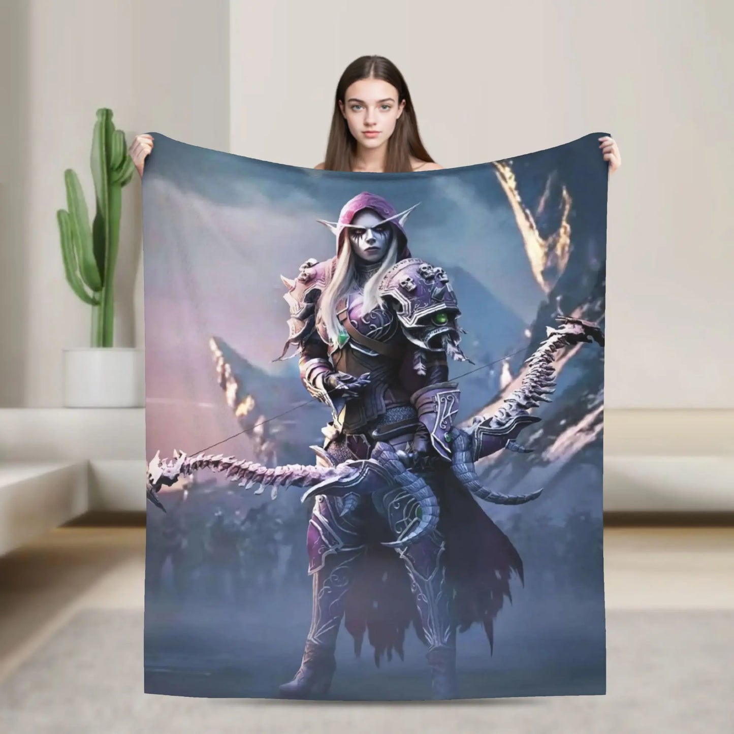 Warm BlanketStudents Travel World of Warcraft Sylvanas Windrunner Throw Blanket Flannel Bedspread For Home Decor Bed Cover