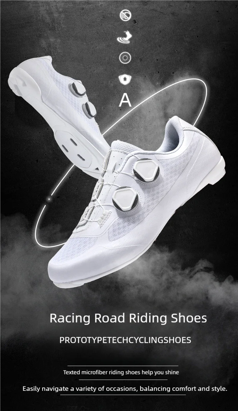 Speed Cycling Sneaker Herre-cykelsko til landevejscykling med klamper SPD-sko Cykelsko til flade pedaler Herre-cykelsko til udendørs brug Hvid