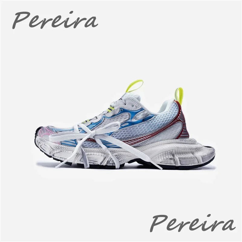 Pantofi sport pentru bărbați Street Style cu talpă groasă, culori mixte noi, cu șireturi, încălțăminte casual pentru cupluri, confortabilă și respirabilă, pentru alergare și mers pe jos