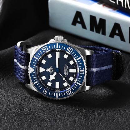 Relógio Mecânico Tactical Frog FXD V4, Movimento Automático NH35, Titânio, para Homem, 200m à Prova de Água, Safira, Luminoso, 42mm