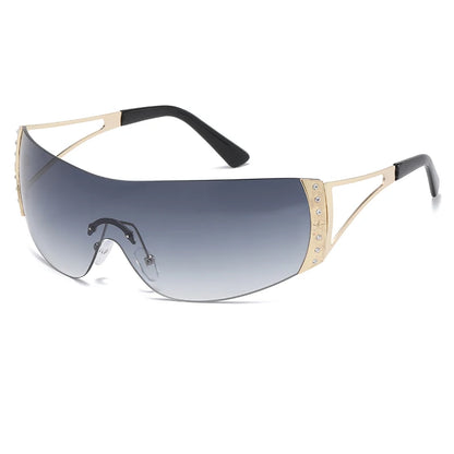 Fashion 2000's Vintage One Piece Sunglasses Women Y2K Wrap Around Retro Sun Glasses Men Punk Eyewear Shades UV400 Oculos