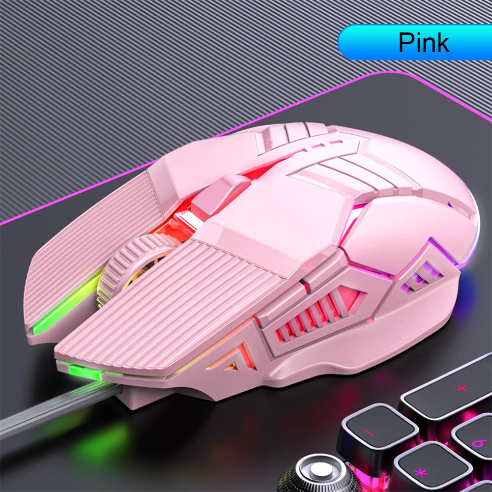 3200 DPI Ergonomic Wired Gaming Mouse, USB Computer Mouse, Gaming RGB Backlit Gamer Mouse, 6 Button LED Silent Mice for PC Laptop