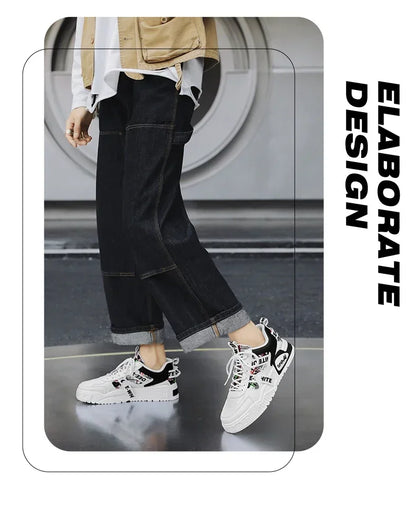 Scarpe da skateboard da uomo, sneakers estive, in pelle, casual, alla moda, per attività all'aperto, corsa, sport, escursionismo, tennis, con zeppa, di marca, di lusso