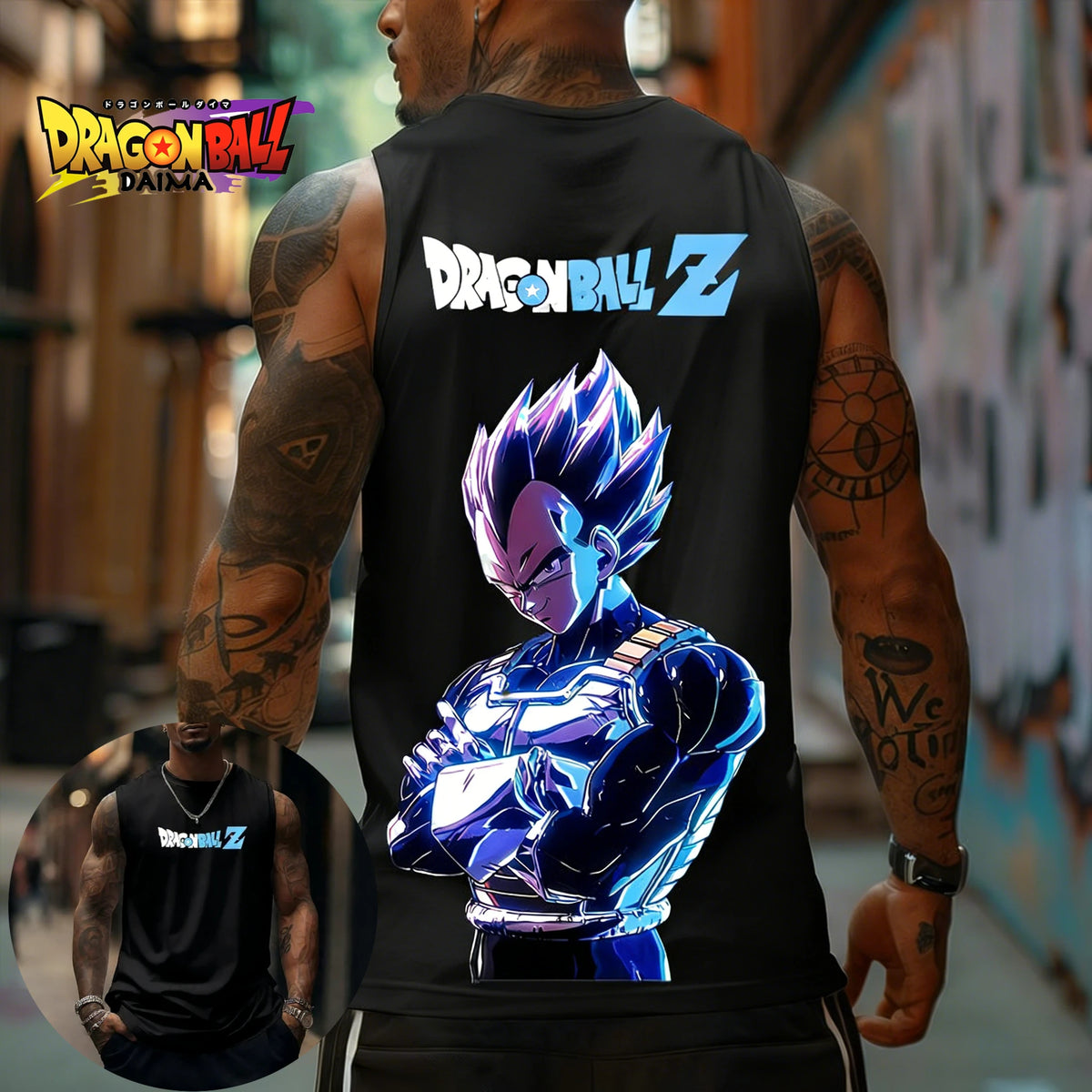 Dragon Ball Z Super Blue Vegeta American Retro Fitness Prsluk Y2K Harajuku stil za proljeće i ljeto Nova muška majica za svakodnevno nošenje