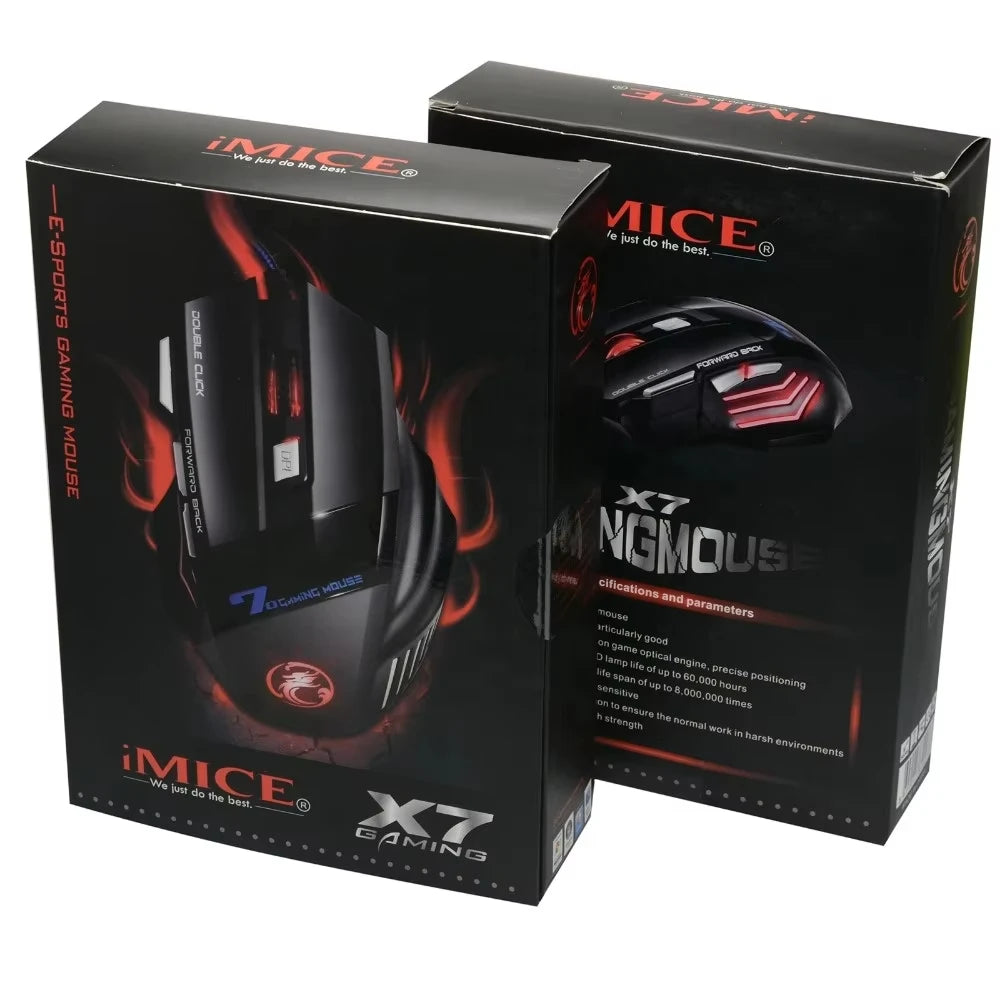 Ergonomic Wired Gaming Mouse 7 Buttons LED 3200 DPI USB Computer Gamer Mouse iMICE X7 Gaming Mouse and mouse pads For PC Laptop