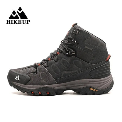 HIKEUP Scarponi da trekking da uomo alti, scarpe invernali da outdoor, con lacci, antiscivolo, sportive, casual, da trekking, in pelle scamosciata, calde