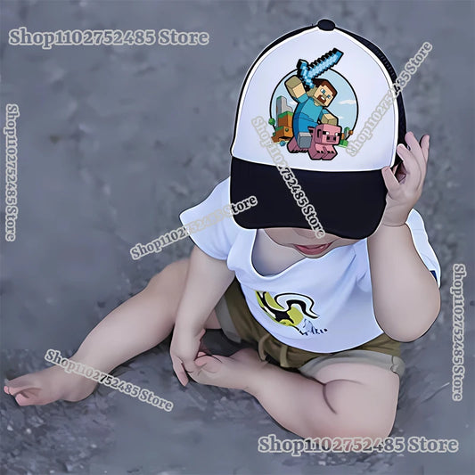 Cartoon Pixel Block Peaked Hat Baseball Caps Summer Sunhat Bonnets Minecrafteds Beanies Adult Headwear Kid Accessories Sportscap