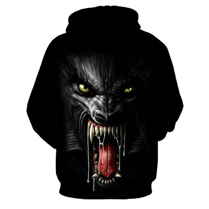 Bluzy z kapturem z nadrukiem 3D wilka, dla mężczyzn i kobiet, modne, casualowe, oversize, pulower w stylu hip-hop Harajuku, streetwearowe hoodie