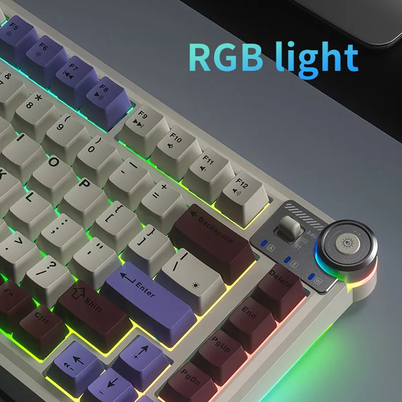 AULA AU75 E-Sports-Gaming-Mechanische Tastatur, Drei Modi, 81 Tasten, PBT-Tastenkappen, Hot-Swap-fähig, RGB, kabellose Tastatur für PC-Desktop und Tippen