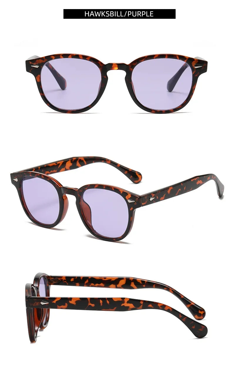 JNPCXI New Retro Round Sunglasses Women Yellow Fashion Rivets Decoration Shades UV400 Men Punk Sun Glasses