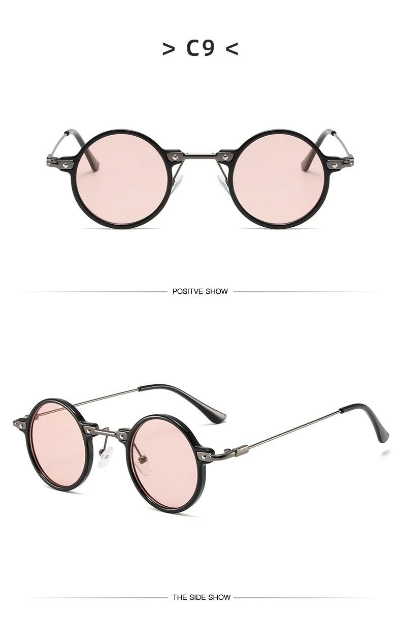 Occhiali da sole rotondi per uomo e donna, occhiali da sole retrò in stile steampunk, occhiali da sole da uomo e da donna, occhiali da sole di marca, montatura in metallo, occhiali da sole