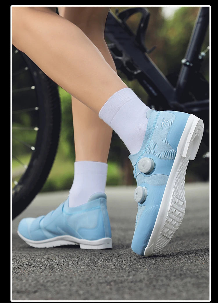 Dviračių batai, skirti važiuoti plento dviračiu, unisex, „HsYixin“, kvėpuojantys, su SPD savarankiškai užsifiksuojančia sistema, neslystantys, lenktyniniai plento dviračių batai, plokšti MTB dviračių sportiniai bateliai