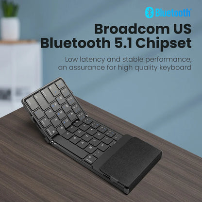 BOW Korea/Russia Wireless Folding Keyboard with Touchpad/Numberpad Rechargeable Foldable Bluetooth Keyboard for Tablet Ipad