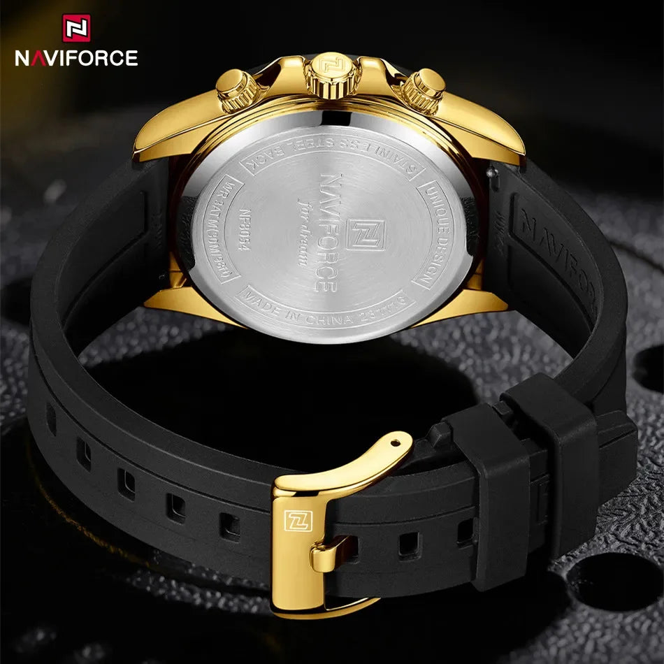 Montre-bracelet pour homme NAVIFORCE 2026 – Style luxe, tendance, décontracté et professionnel – Chronographe étanche avec bracelet en silicone – Idée cadeau