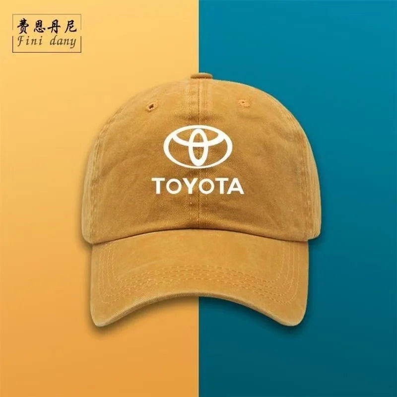 New 2026 high-quality Toyota pure cotton baseball cap with a vintage washed soft-top design, suitable for outdoor cycling and su
