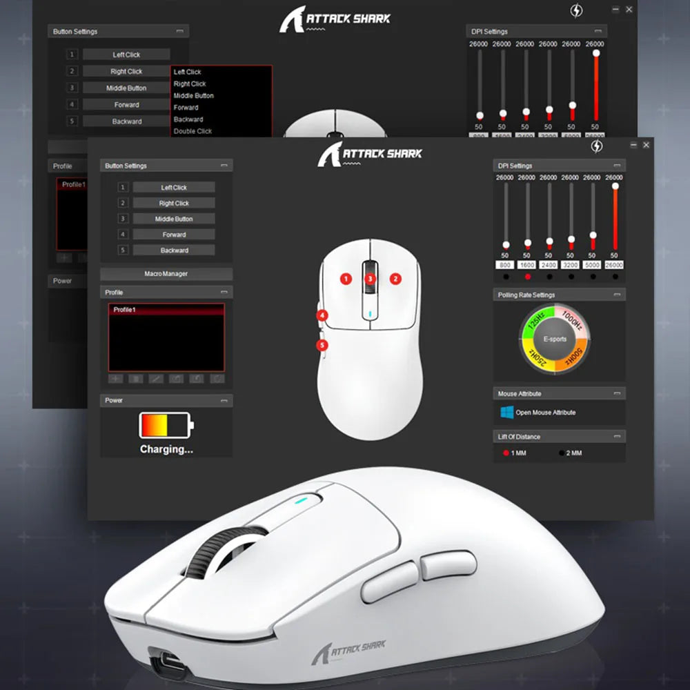 X3 Gaming Mouse Wireless ATTACK SHARK Rot 4K Rückläufe, Bluetooth-Tri-Mode-Verbindung, PAW3395, Makro-Bluetooth-Gaming-Maus