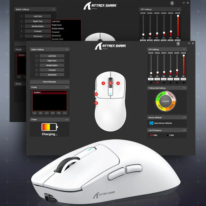 X3 Gaming Mouse Wireless ATTACK SHARK Rot 4K Rückläufe, Bluetooth-Tri-Mode-Verbindung, PAW3395, Makro-Bluetooth-Gaming-Maus