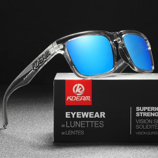 Kdeam 2026 High Quality Polarized Sunglasses for Men Transparent Gray Frame Fashion Unisex Outdoor Luxury Eyeglasses For Couple